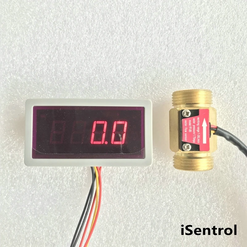 

US208MA YF-B5 2-45L/min Digital flow sensor Electronic Flow Meter and Alarmer Flow Rate Display Frequency Counter iSentrol Elect