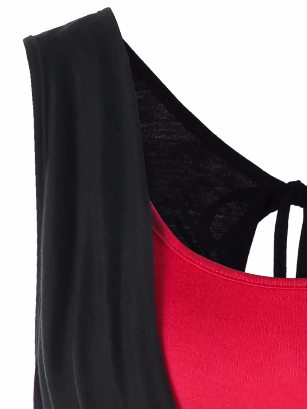 VESTLINDA Cowl Neck Faux Twinset Panel Cut Out Sleeveless Tank Top Womens Summer Clothing 2018 Fashion Sexy Top Female Tanktop 4