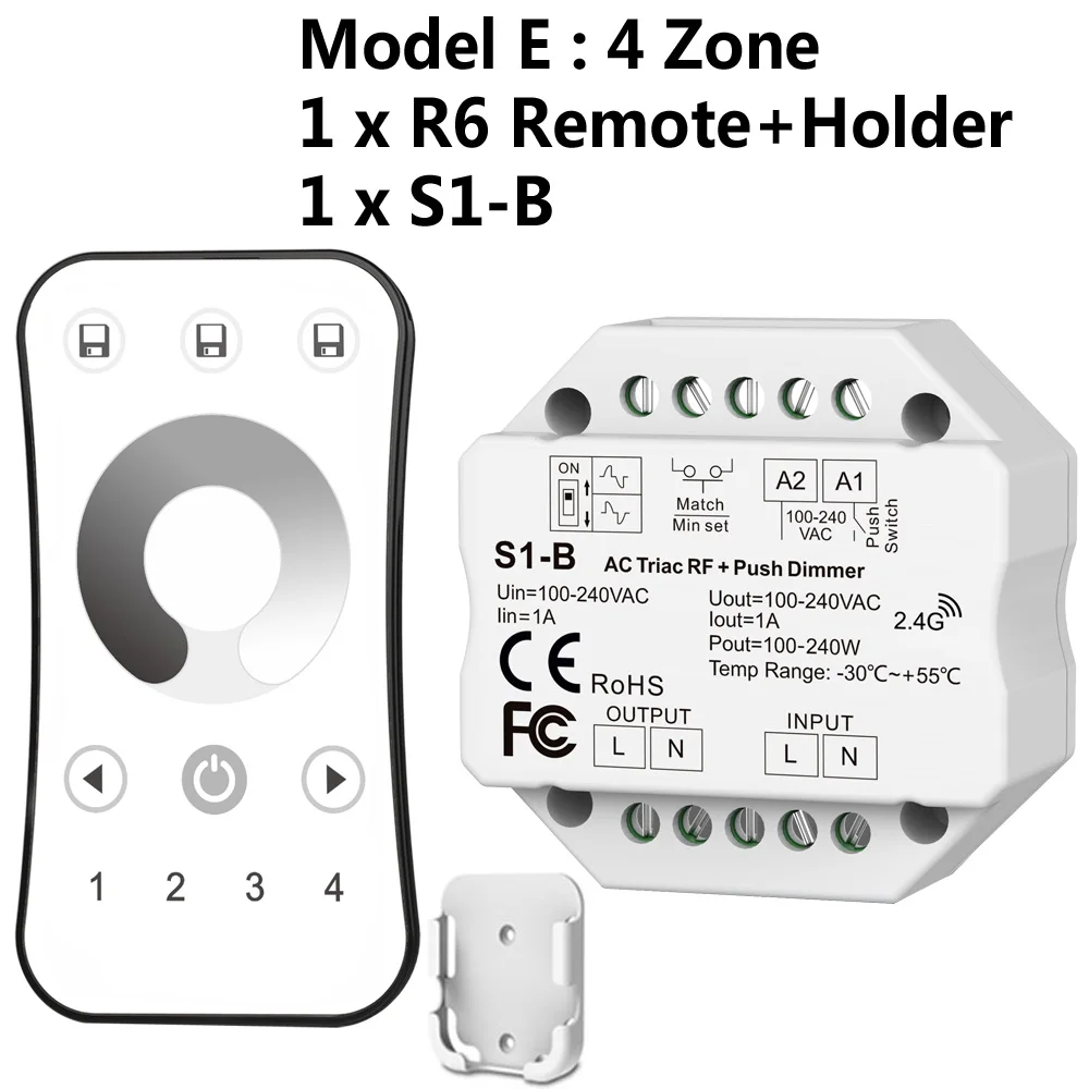 Симистор светодиодный диммер AC 220V 230V 110V Беспроводной РЧ с регулируемой яркостью кнопочный переключатель с 2,4G пульт дистанционного управления для одного Цвет светодиодный лампы - Цвет: Model E