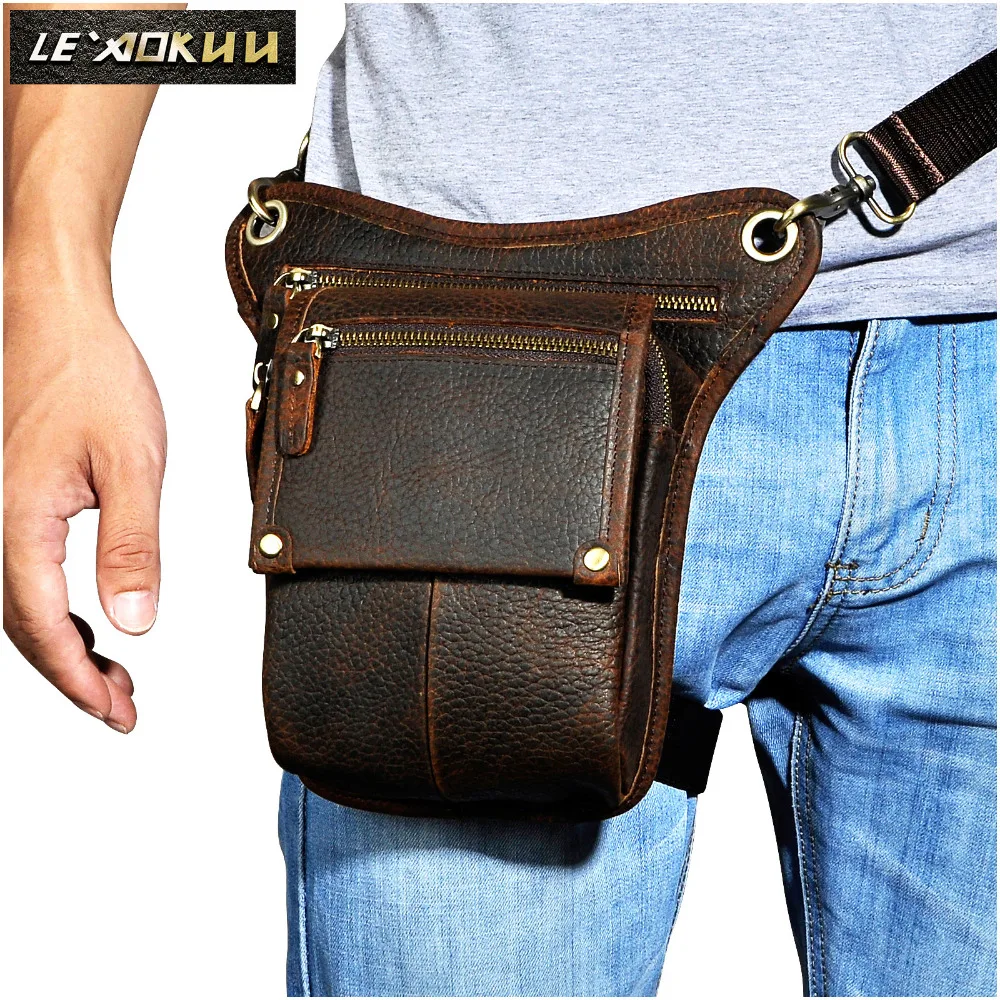 Men Leg Bag Waist Leather Horse Leather Waist Pack Waist Bag