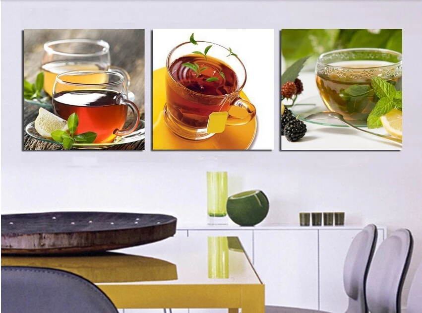Kitchen3 шт холст настенная Художественная Современная кофейная краска с цветком