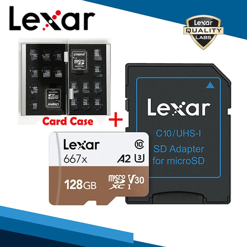 Lexar адаптер карты Micro SD карта чехол 667x64 ГБ TF карта 128 Гб карта памяти UHS-I A2 U3 V30 C10 256 ГБ подставка для телефона Спортивная камера карты - Емкость: 128 ГБ