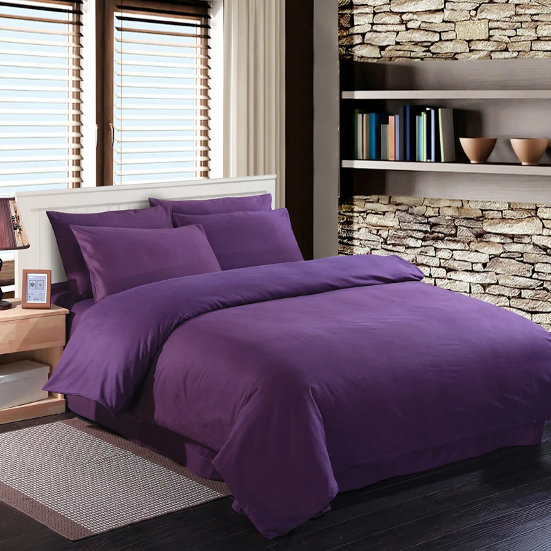 Deep purple bedding set duvet quilt cover king size queen full double bedspread bed sheet 100