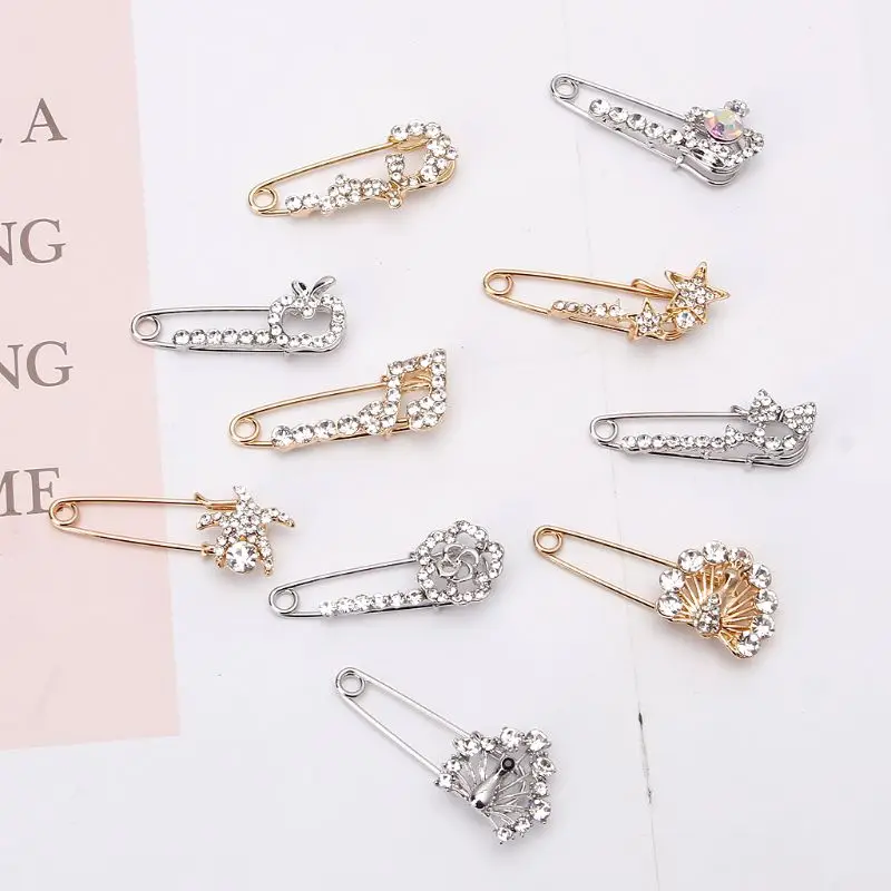 

Sparking Crystal Safety Pin Brooches Suit Sweater Scarves Brooch Charm Jewelry