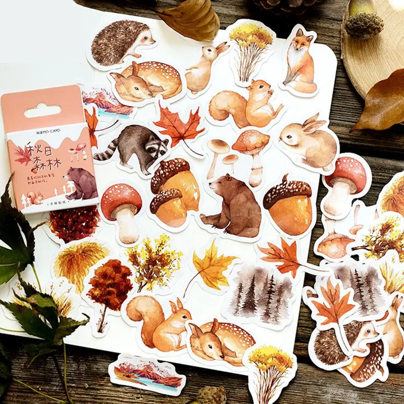 

46Pcs/box Autumn Day Forest Decorative Stickers Scrapbooking Stick Label Diary Stickers Stationery Album Stickers