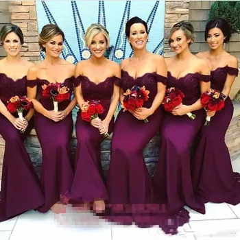 

2019 Off Shoulder Arabic Lace Bridesmaid Dresses Mermaid Formal Honor Of Maid Custom Vestidos De Bridesmaids Prom Party Gowns