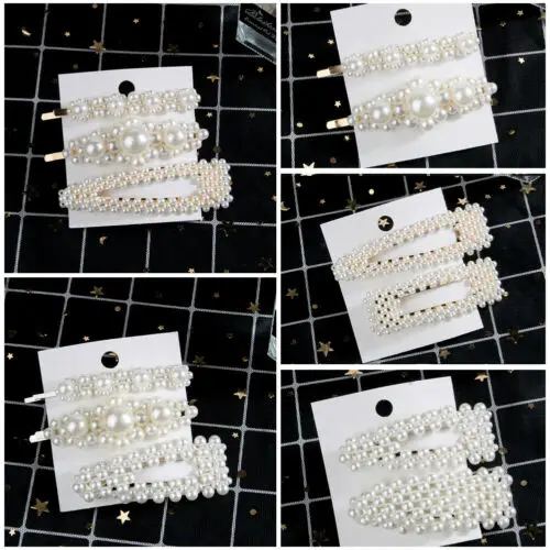 

Hot Elegant Pearl Barrettes Hair Clip Hairpin Headdress for Women Girls 2/3pcs