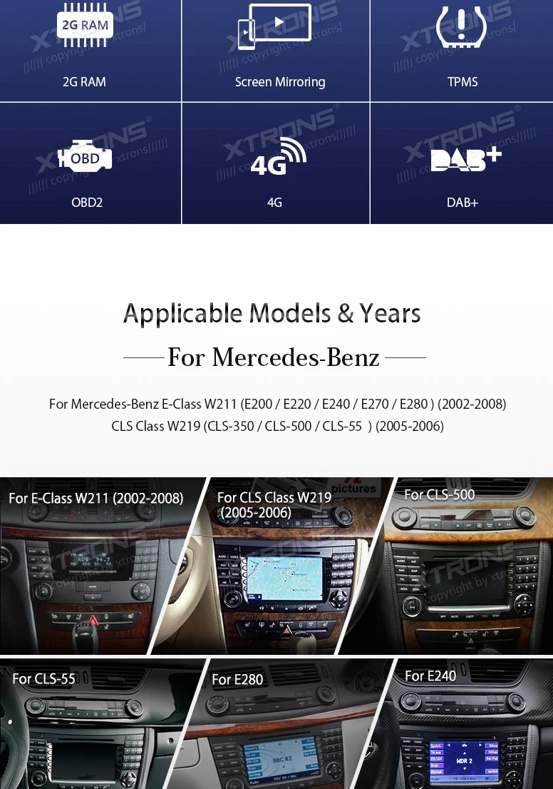 Sale 7" Android 7.1 OS 2G+16G Car DVD for Mercedes-Benz E-Class W211 2002-2008 & CLS-Class W219 2005-2006 with 2GB RAM & HDMI Output 1