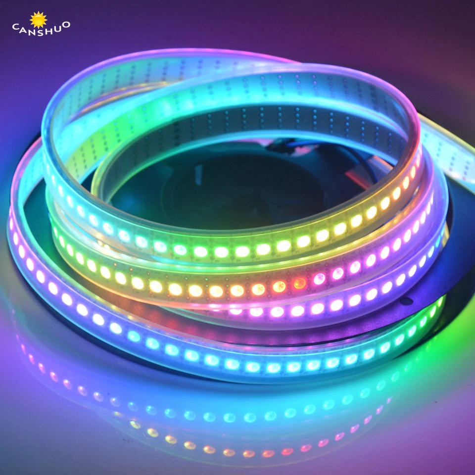 

Dual-signal WS2813 led pixel strip 144leds 1m IP67 waterproof DC5V RGB WS2812B Updated Individually Addressable Smart Led Strip