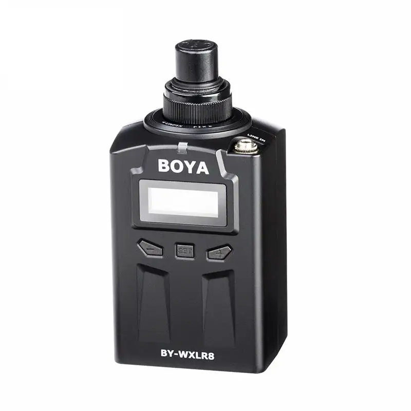 BY-WXLR8 الارسال مع شاشة lcd uhf اللاسلكي lavalier مدعوم من بطاريات aa