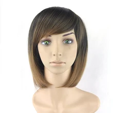 Короткие Бобо парики женские волосы косплей парики синтетические волосы Жаропрочные парик черный до коричневый прямые волосы