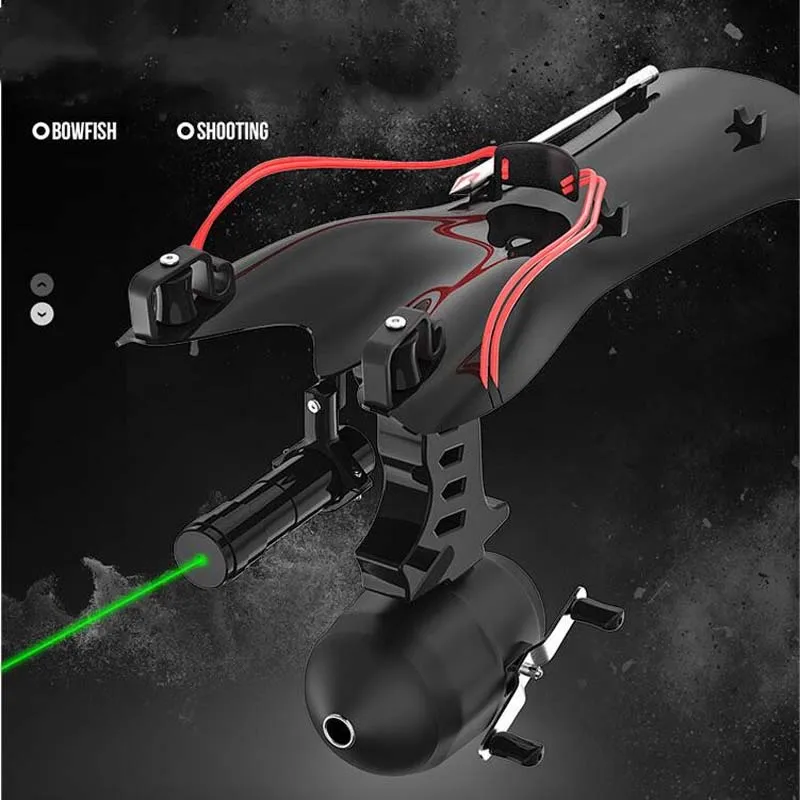 

New Green Color Laser Slingshot High Velocity Black Hunting Bow Fishing Slingshot Shooting Catapult Sling Shot Crossbow Bolt