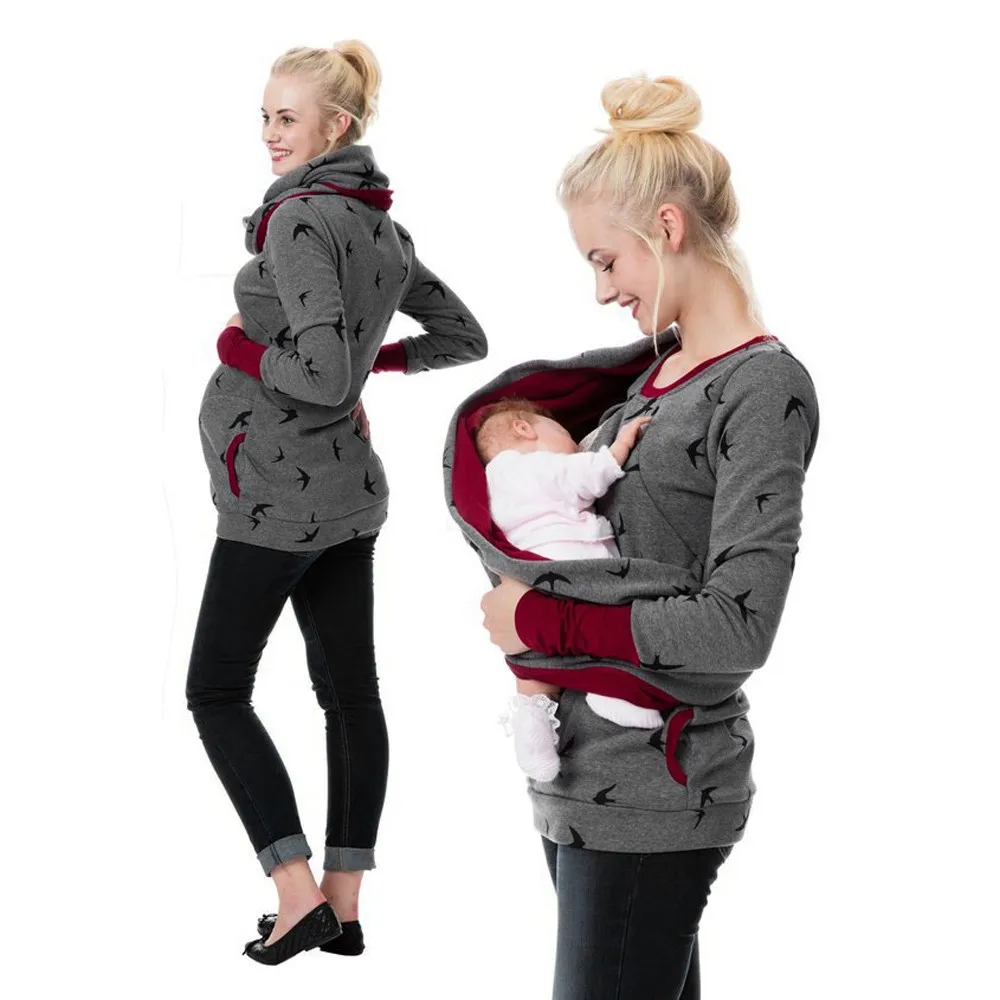

Cotton Shirt Nursing Tops for Pregnant Women Long Sleeve Womens Maternity Hoodie Breastfeeding Nursing Jumper Tops Lactation