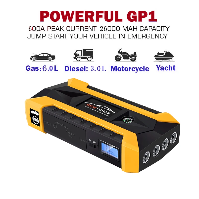 

Car Emergency Power Jump Starter 20000mAh Starting Device Power Bank Portable 600A Peak Current Charger Car Battery Booster
