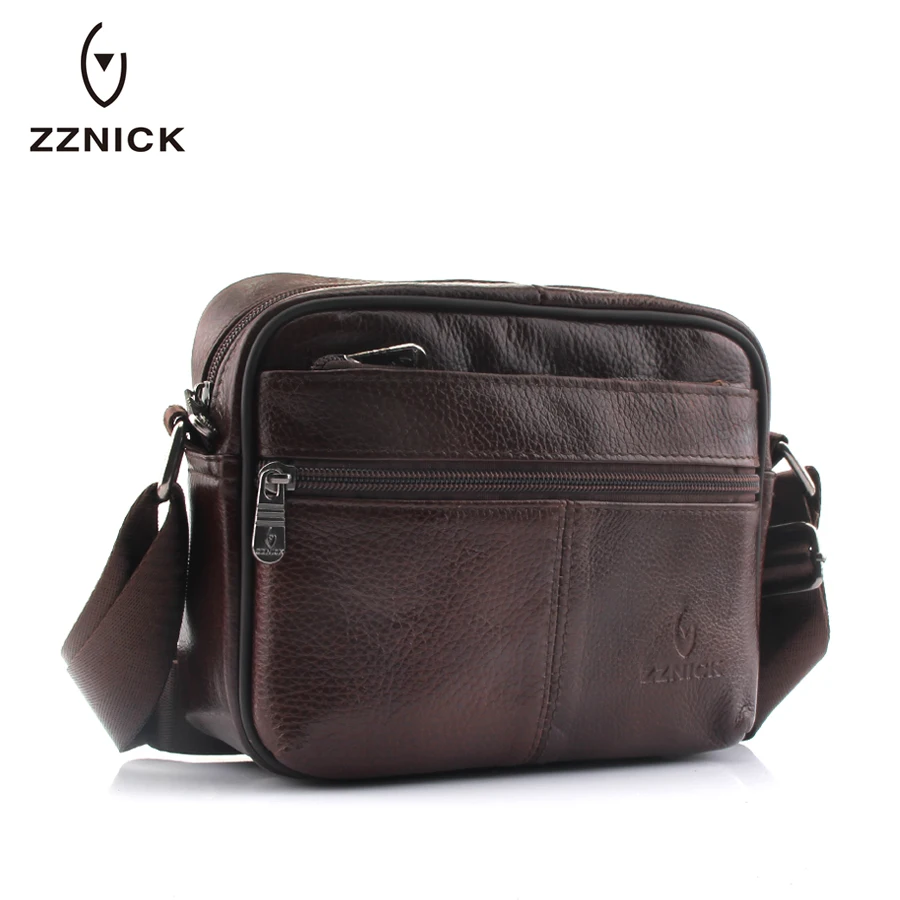 ZZNICK 2018 100%Genuine Cowhide Leather Shoulder Bag Small Messenger Bags Men Travel Crossbody New Fashion Flap |