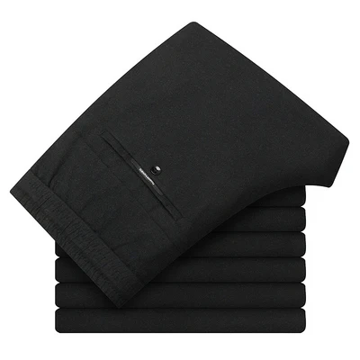 HCXY, модные весенние осенние стильные мужские повседневные брюки, мужские брюки с эластичной резинкой на талии, удобные Стрейчевые тонкие брюки из ткани, большие размеры - Цвет: Черный