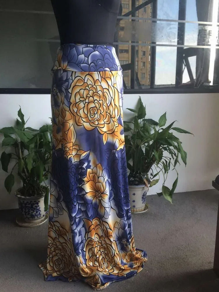 TOTRUST летняя длинная Цветочная Юбка Faldas Largas Сексуальная вязаная юбка-карандаш для женщин Jupe Longue богемный Saia Longa длинная юбка