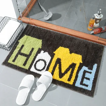 

Black Home Pattern Bath Mat Bathroom Bedroom Non-slip Mats Soft and Comfortable Shower Carpet for Bathroom Kitchen Bedroom
