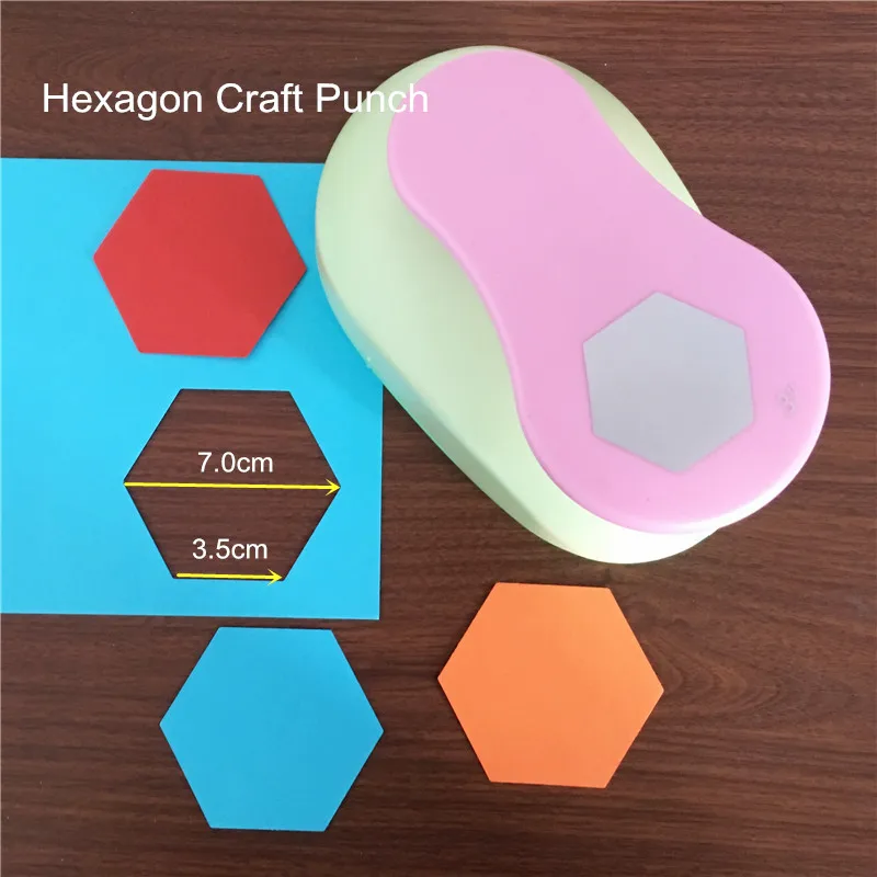 Free Ship 3 inch Hexagon shape EVA foam paper graph hole punch for