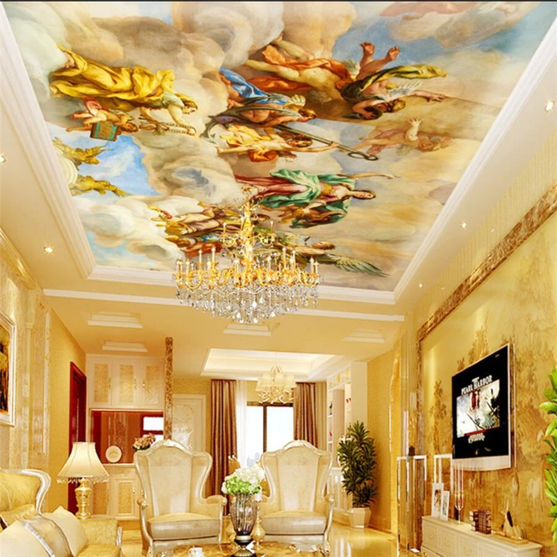 

beibehang Custom wallpaper 3d European luxury ceiling wallpaper ceiling paradise painting mural decorative painting 3d wallpaper