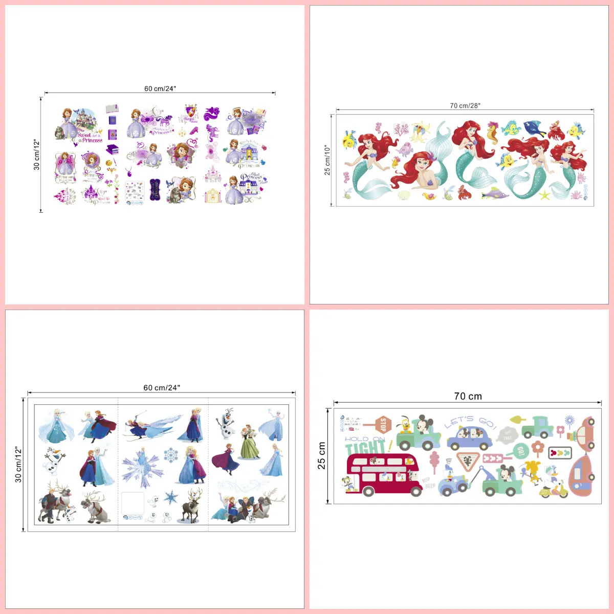 Cartoon Prince Sofia Frozen Mickey Mermaid DIY Wall Stickers For Kids Bedroom Wall Stickers Decal Art Mural Girls Bedroom Decor