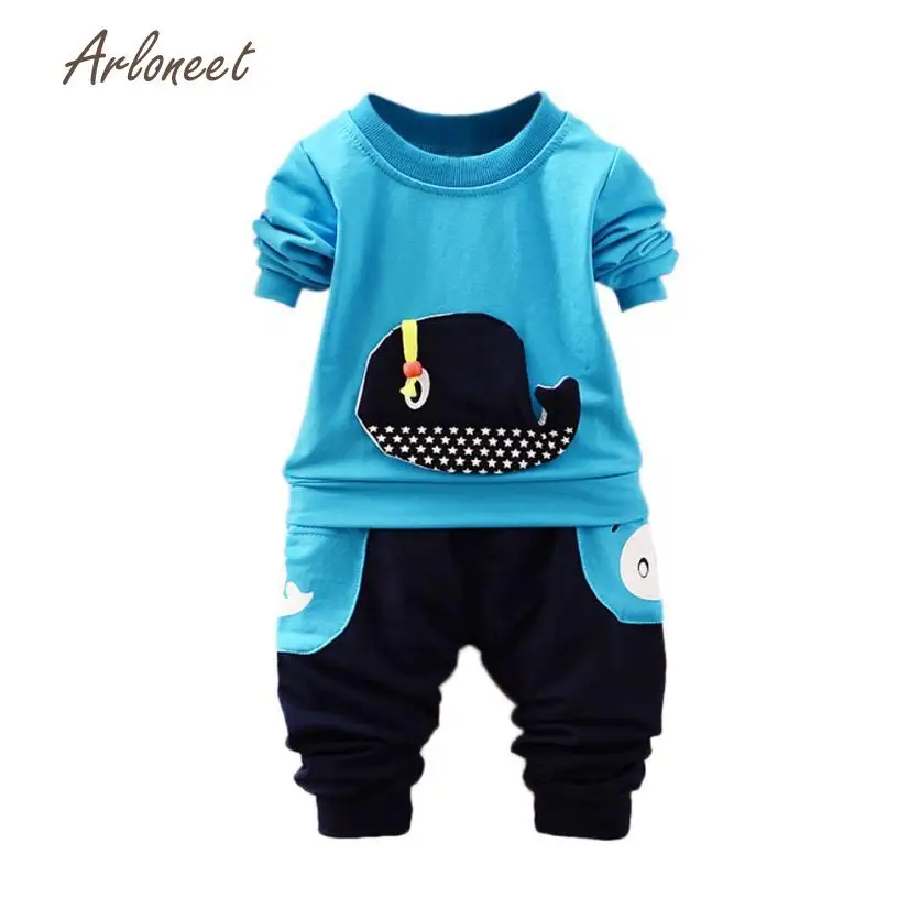 ARLONEET Children's Sets children clothes cute boys clothes girls clothes sets Stereoscopic Whale Star Tops+ Pocket Pant Outfits