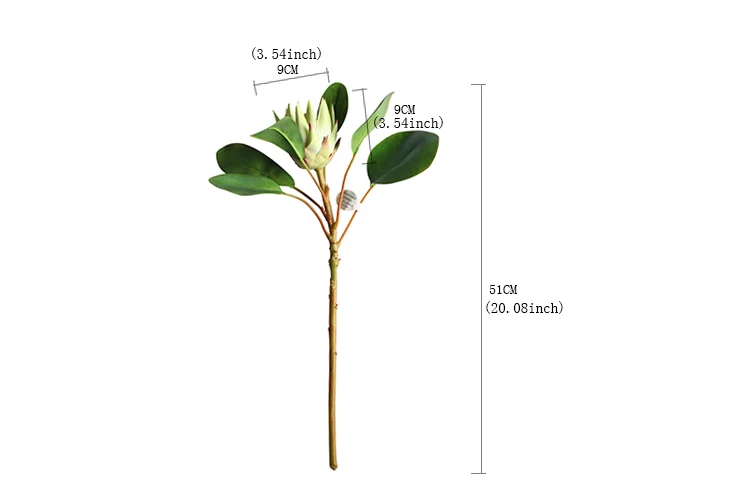 3 шт. зеленый король Protea cynaroides 51 см Длина Искусственные цветы Букеты Свадебные дома магазин декоративные поддельные цветок