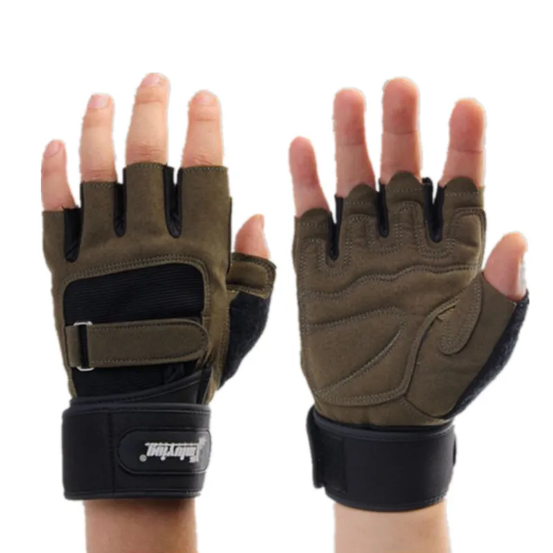 

Fitness Gym Sport Half Finger Gloves Crossfit gloves Cuff lengthened Male Horizontal Bar Pull Dumbbell Training Gym Equipment