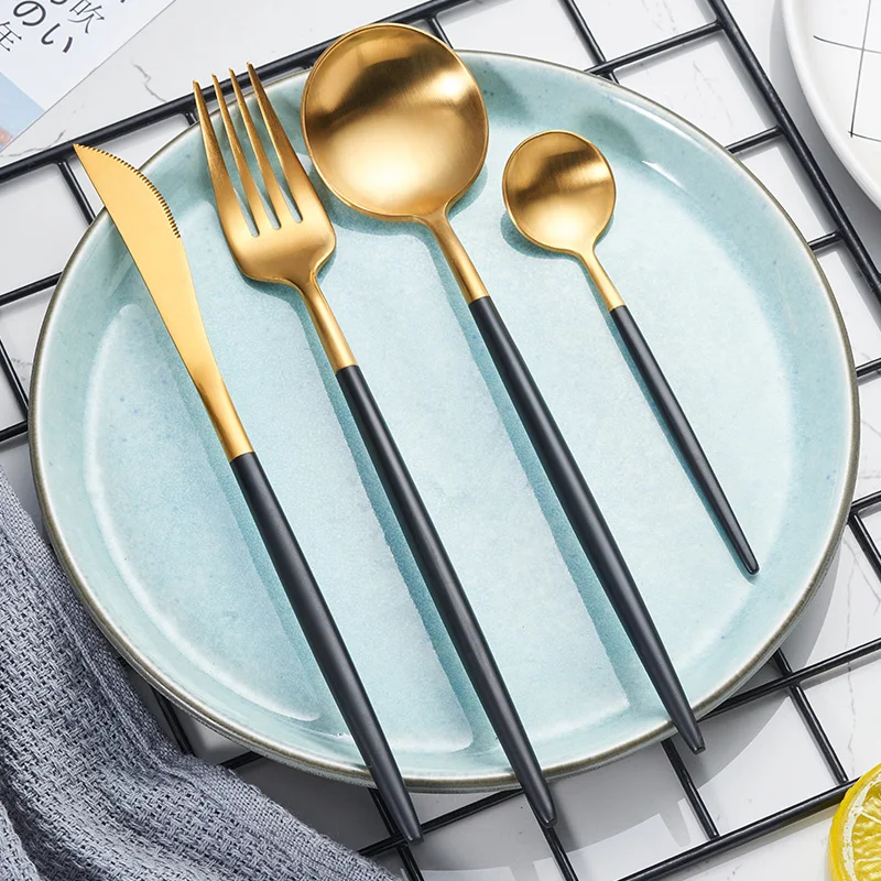 

Spklifey Steel Cutlery Set Fork Spoon Knife Set Gold Spoon Stainless Steel Cutlery Western Gold Cutlery Set High Quality