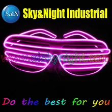 Shutter Led GLasses-Pink-New Arrival EL Wire Glowing Flash Glasses with Battery Box for DJ/Party/Christmas Holiday
