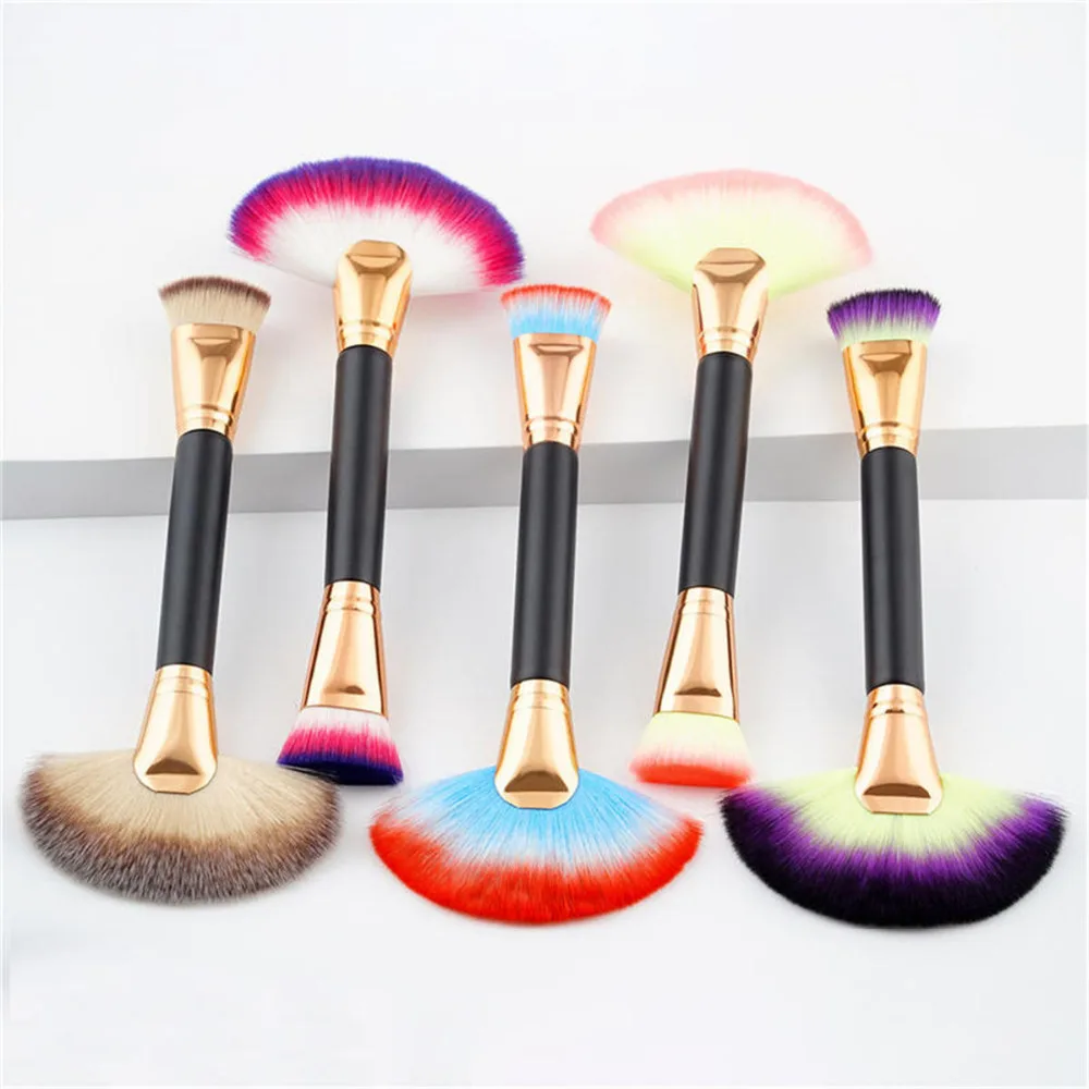 

1PC Professional Eye Brushes Handle Doule -ended Sector Makeup Eyeshadow Brush Contour Conceal colorful Fan Brush Makeup Tools