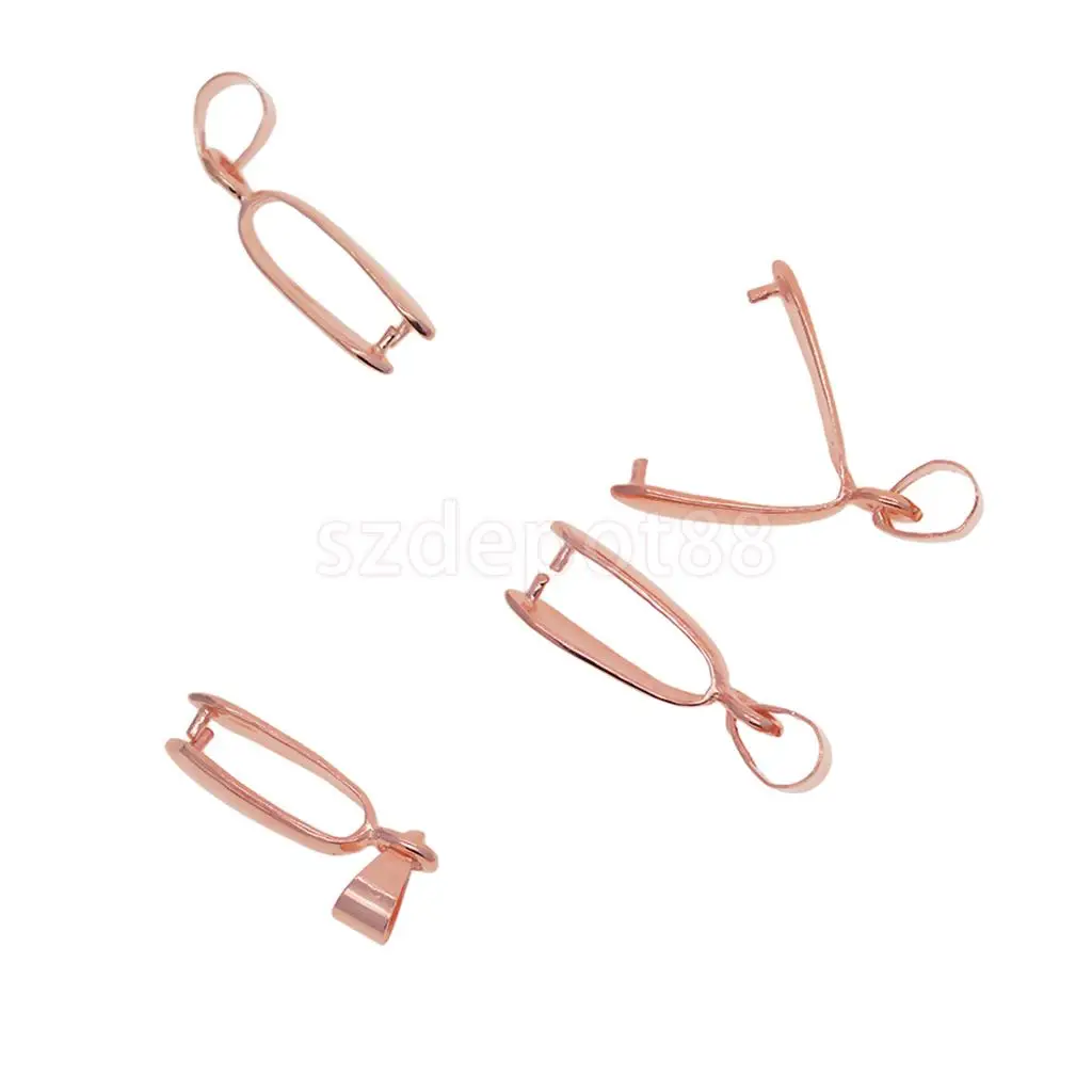 20pcs Gold / Rosegold Plated Pendants Clasps Clips Bails Connectors Brass Charm Pinch Bail Beads Jewelry Findings DIY