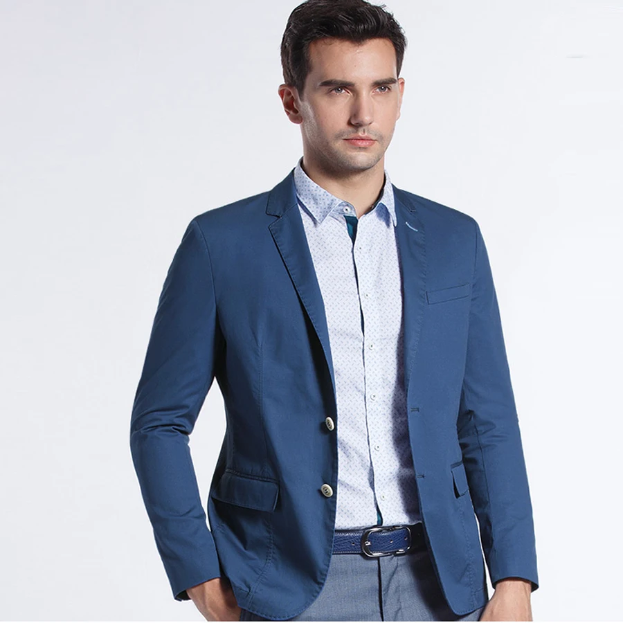 New Arrival Light Blue/khaki Casual Suit Jacket Blazer Masculino Slim