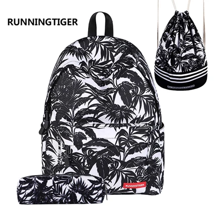 RUNNINGTIGER, женский рюкзак, школьные сумки для девочек, рюкзак с принтом, Mochila, школьные рюкзаки для девочек-подростков, 3 шт. в комплекте, Mochila - Цвет: 07