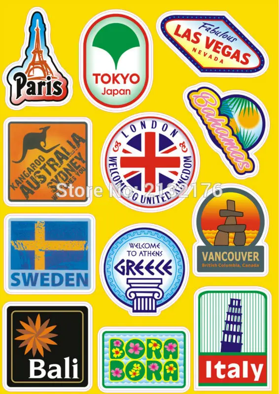 2-Designs-travel-PVC-Waterproof-sticker-bomb-Luggage-Suitcases-Guitar-Skateboard-laptop-stickers-Car-Styling (2)