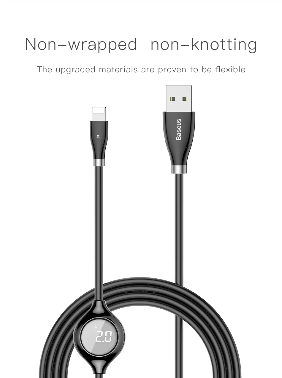 Baseus Big Eye Digital Display USB Lightning Cable for iPhone 8, Plus