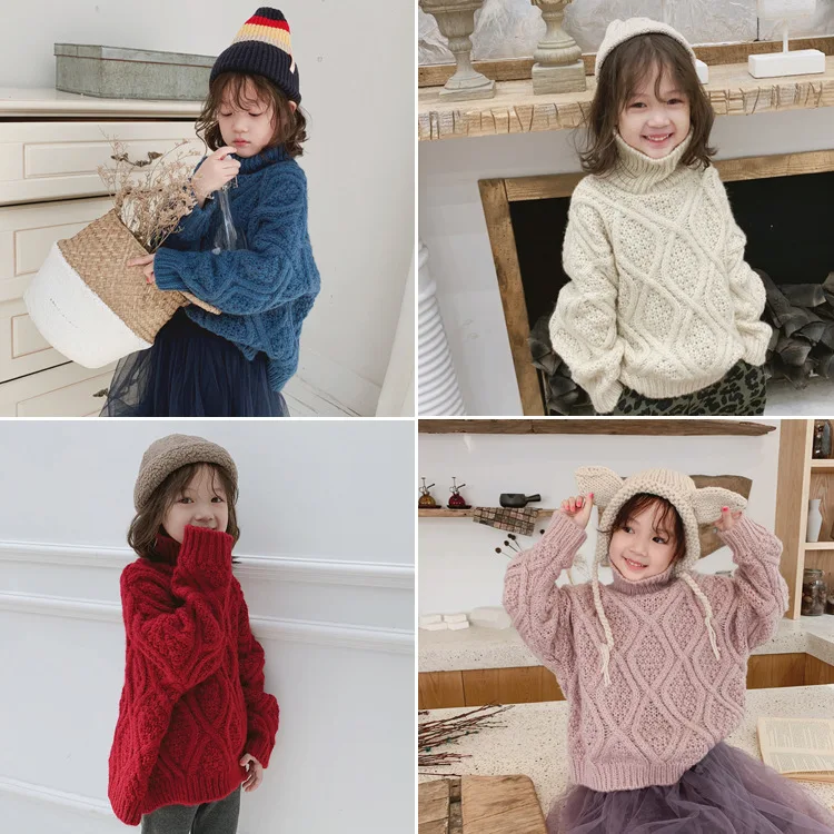 

Korean Kids Girls Autumn Winter Sweaters Thicken Cotton Children Fashion Clothings Casual Princess Girl Clothes