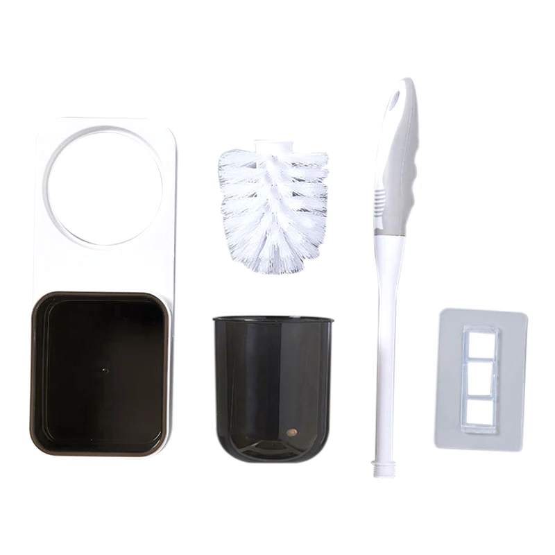 

Wall-Mounted Toilet Brush and Storage Shelves Two in One Wall Sticker Bathroom Storage Rack with Hand Brush