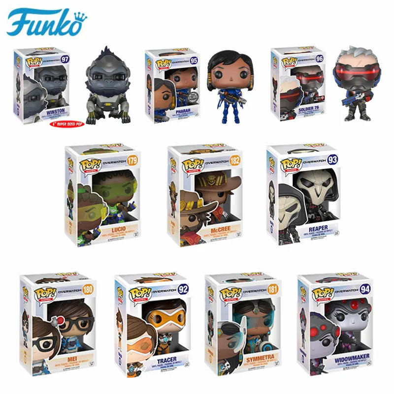 

Funko Pop Hot Game OW Rye Pioneer Vanguard #93 Death Reaper #92 Tracer #97 Winston Widowmaker Soldiers May Model Figure Toy Gift