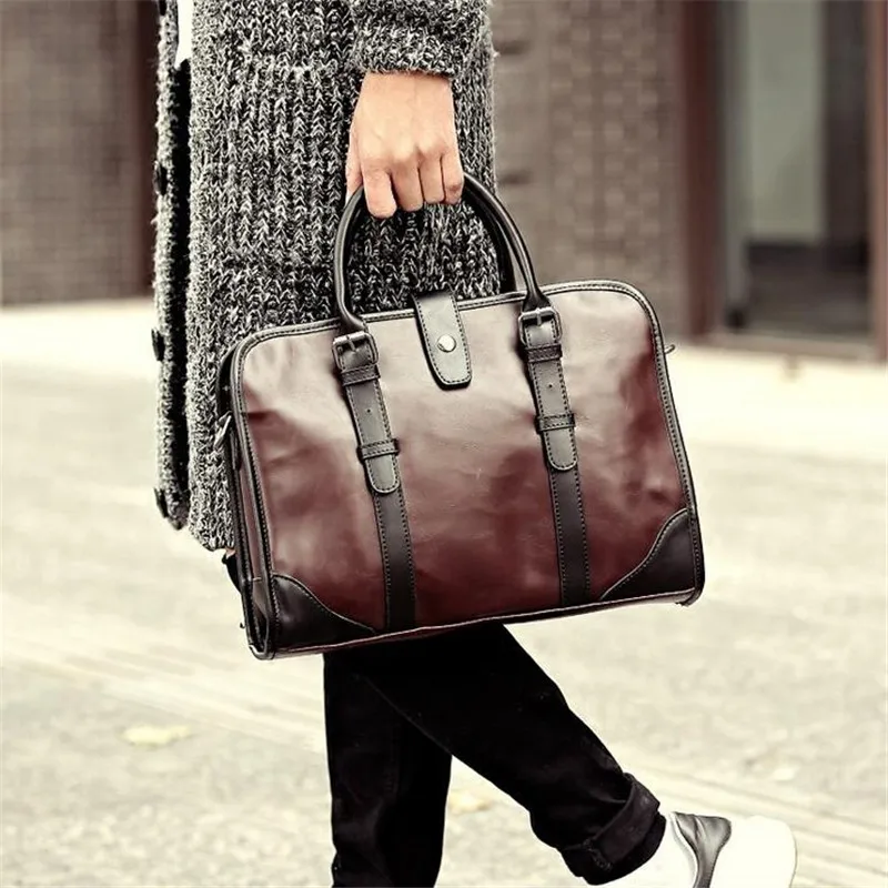Высокое качество кожаные портфели Для мужчин Малетин Hombre сумки Мода Салфетка Affaire новая сумка Для мужчин Бизнес Для мужчин кожаная сумка