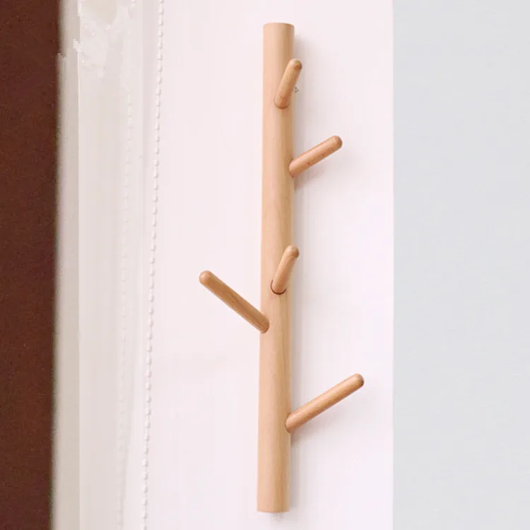Beech hangers Nordic minimalist creative wood wall hooks Bedroom living room decoration wall