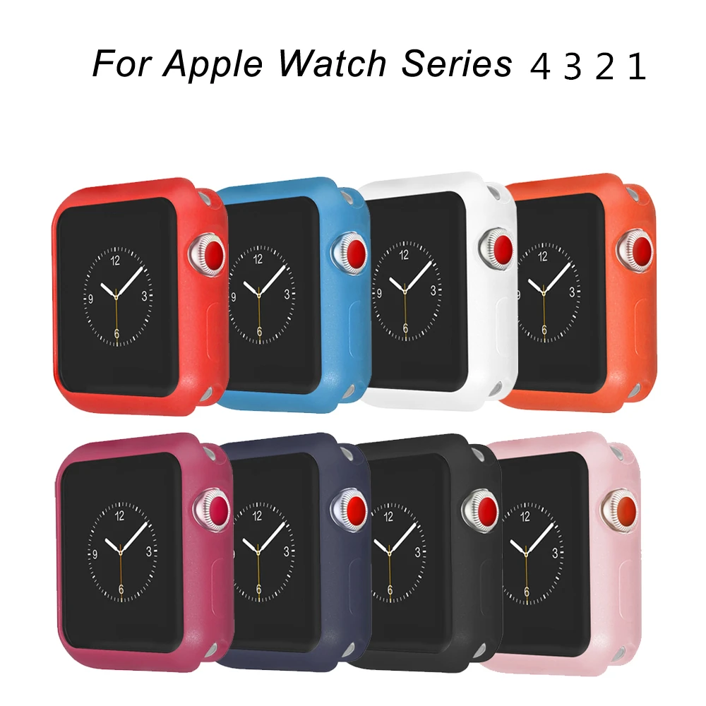 

Fall resistance Soft Silicone Case For Apple Watch iWatch Series 4 1 2 3 Cover Frame Full Protection 38 42mm 40 44mm strap band