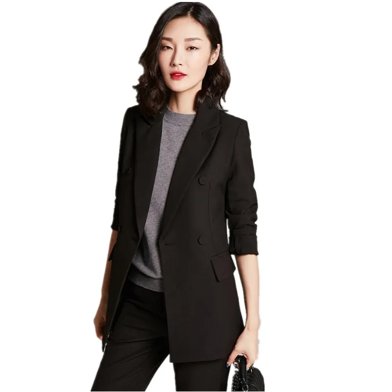 189       98         Customized new slim solid color double-breasted ladies suit two-piece suit (jacket + pants) ladies business office formal suit dress