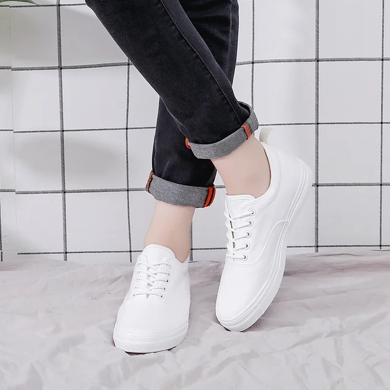 OUDINIAO Men Shoes Canvas Lace Up Men Casual Shoes 2018 Plimsolls Breathable Male Footwear Spring Sneakers Black White Oxford