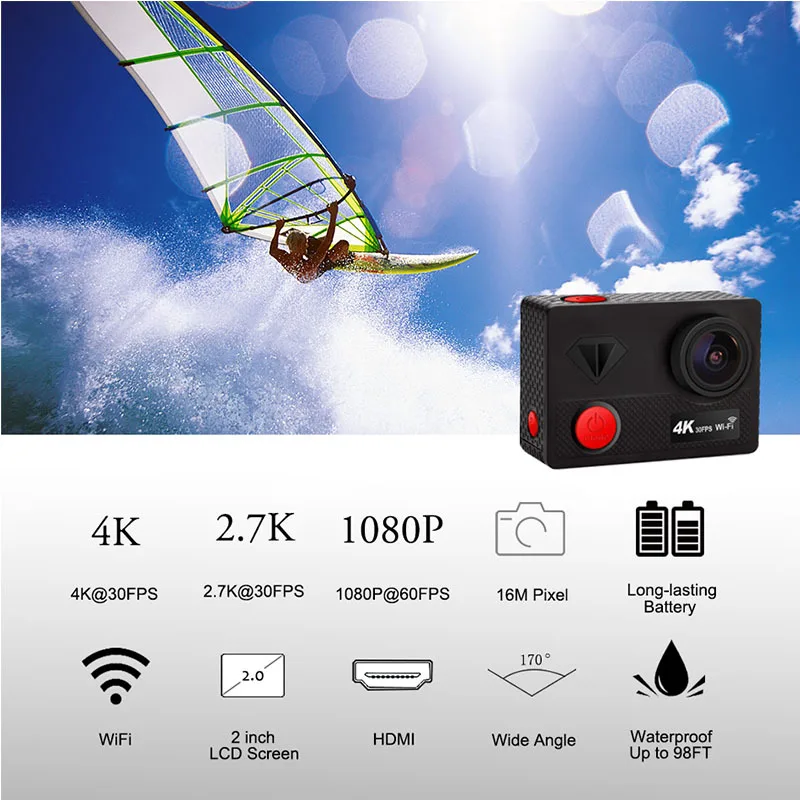 

Sport Action Camera 16MP wifi Ultra HD Mini Cam Sport 4K/30FPS 1080p/60fps 720P/120FPS Video Sports Camera underwater Waterproof