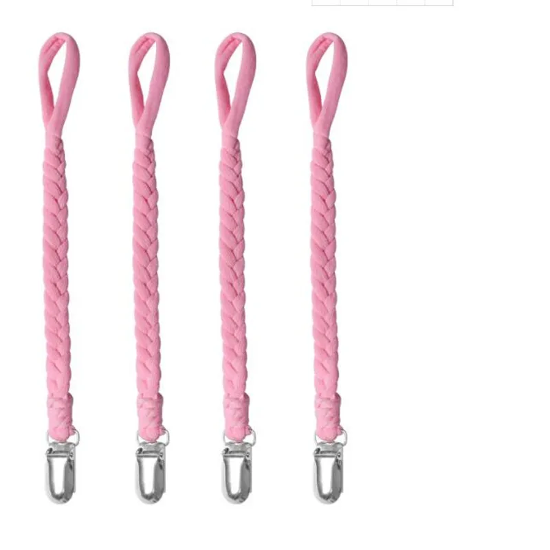 Baby Leather Pacifier Clips Chain Pacifier Holder Braided Clip Colorful Ribbon Convenient For Infant Baby Kids Feeding 26cm