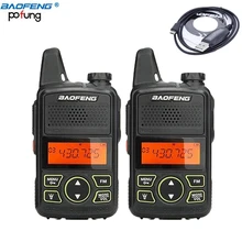 2 PCS BAOFENG T1 MINI Two Way Radio BF-T1 Walkie Talkie UHF 400-470mhz 20CH Portable Ham FM CB Radio Handheld Transceiver+cable