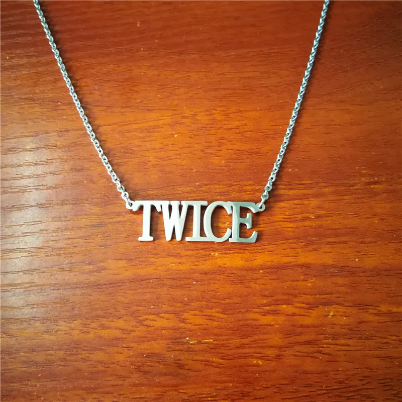

Youpop KPOP TWICE Signed Album Choker Pendant MINA Name Letter Necklace Chain Jewelry Accessories Twiceland MOMO SANA Boy Girl