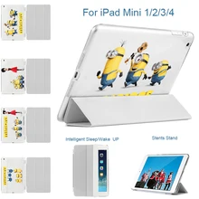 MTT For IPad Mini 123 Tablet Case Print Cute Minions PU Leather Flip Stand Cover For IPad MIni 1 IPad Mini 2 IPad Mini 3 Cases