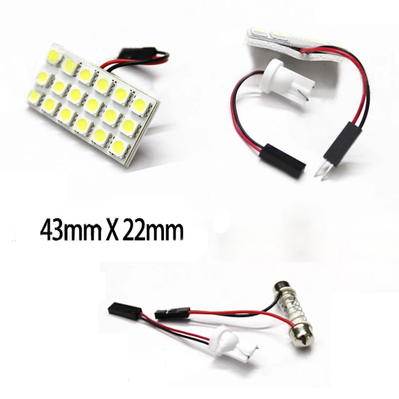 43*22 см DC 12 V 18 SMD 5050 светодиодный автомобиль лампа для внутреннего освещения Панель T10 гирлянда Потолочные плафоны